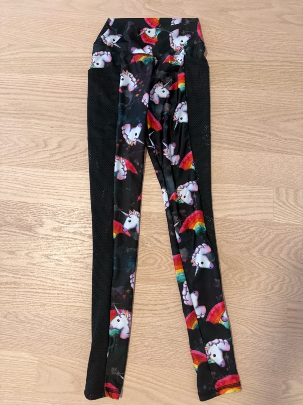 Black Unicorn Print Athletic Leggings